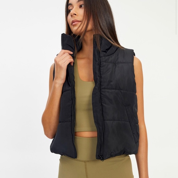 Glassons Cropped Puffer Vest Black 